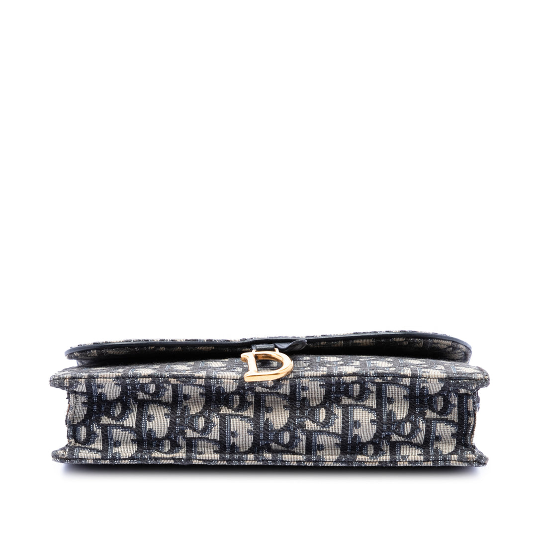 Dior Oblique Toile Saddle Pochette Wallet on Chain