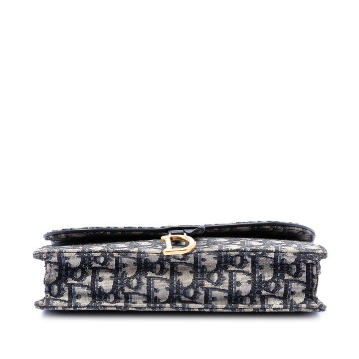 Dior Oblique Toile Saddle Pochette Wallet on Chain