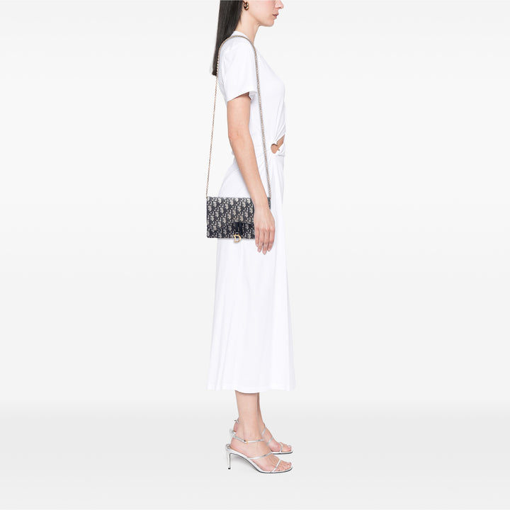 Dior Oblique Toile Saddle Pochette Wallet on Chain