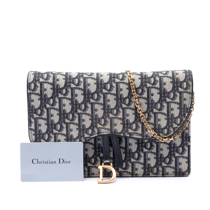 Dior Oblique Toile Saddle Pochette Wallet on Chain
