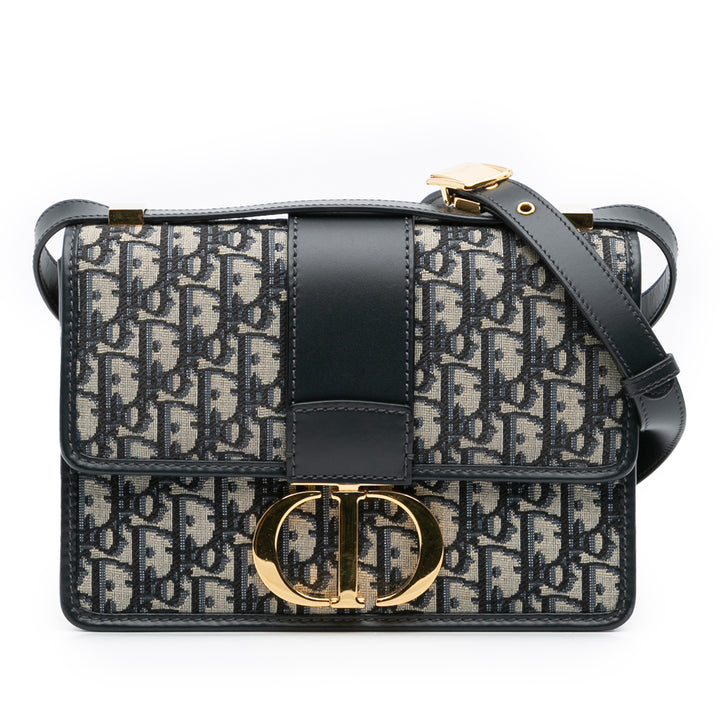 Dior Oblique Toile 30 Montaigne Flap Bleu