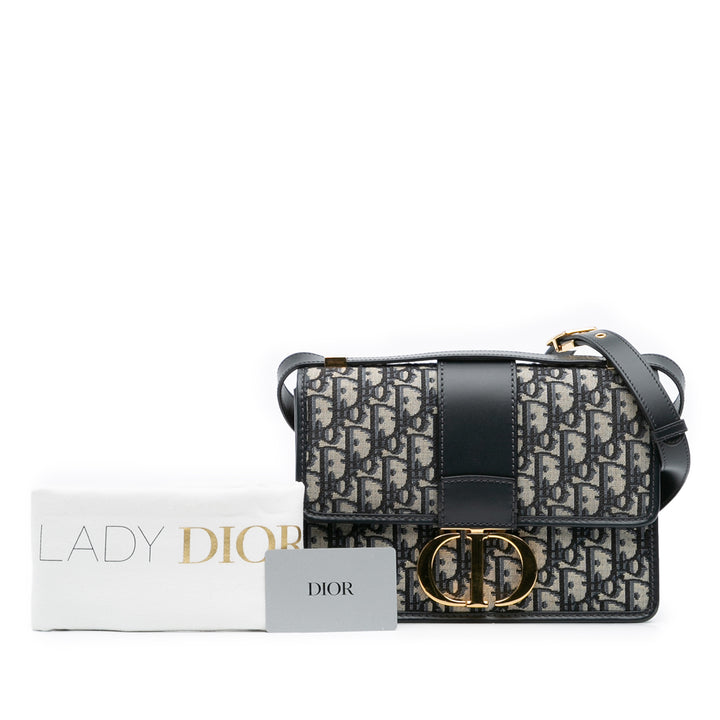 Dior Oblique Toile 30 Montaigne Flap Bleu