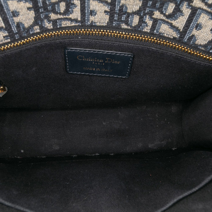 Dior Oblique Toile 30 Montaigne Flap Bleu