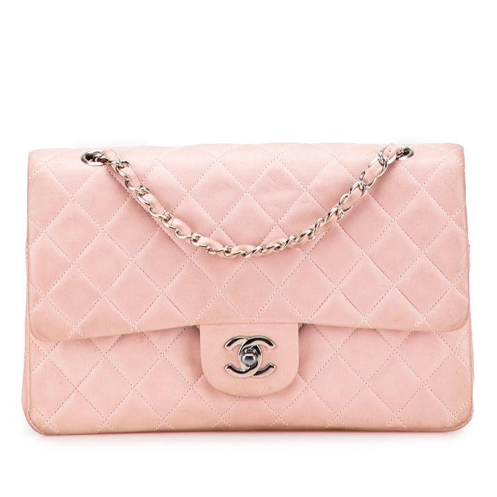 Chanel Medium Classic Cuir d’agneau Double rabat Rose