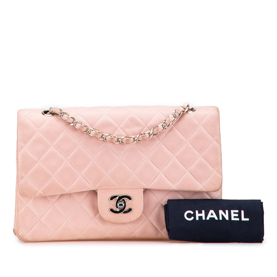 Chanel Medium Classic Cuir d’agneau Double rabat Rose