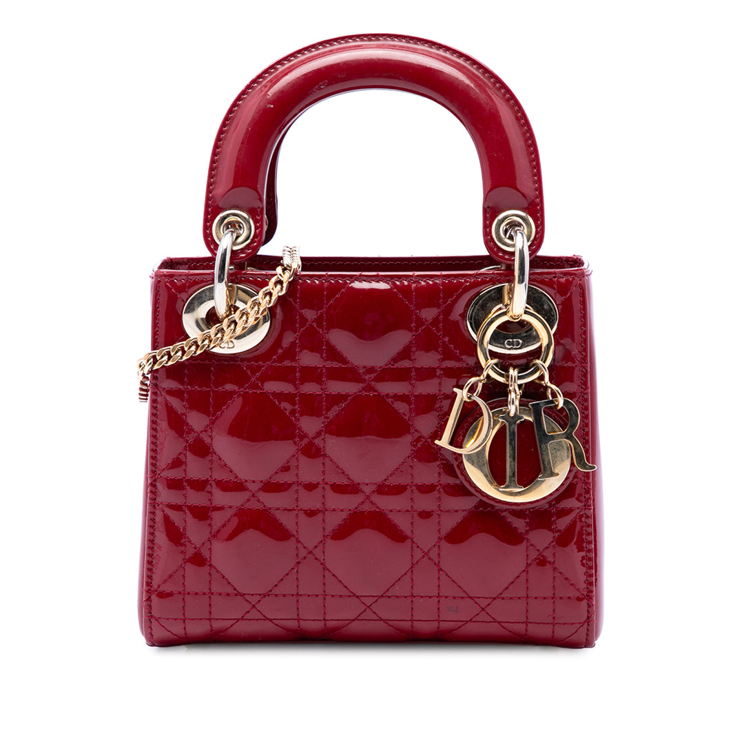 Dior Lady Dior Cannage Mini Rouge – vue principale – GABY PARIS