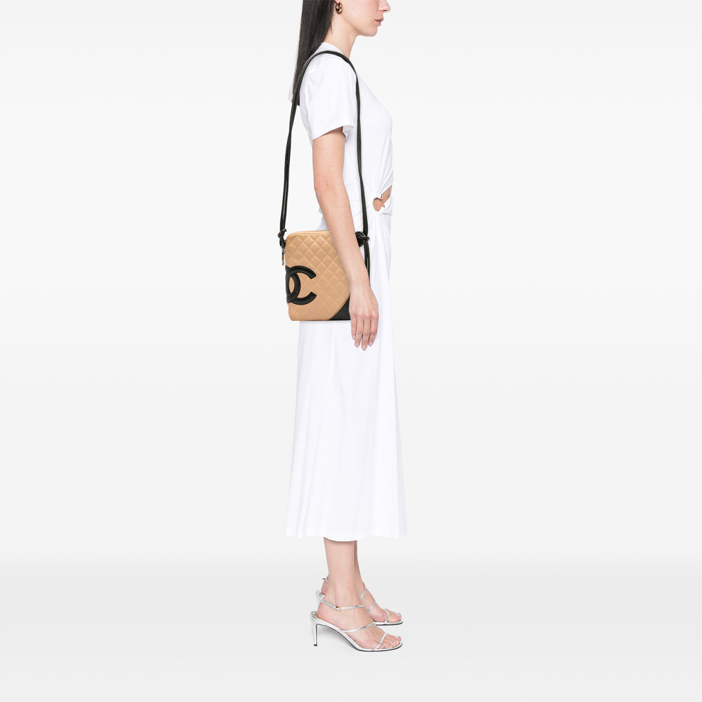 Lambskin Cambon Ligne Crossbody Brown - Gaby Paris