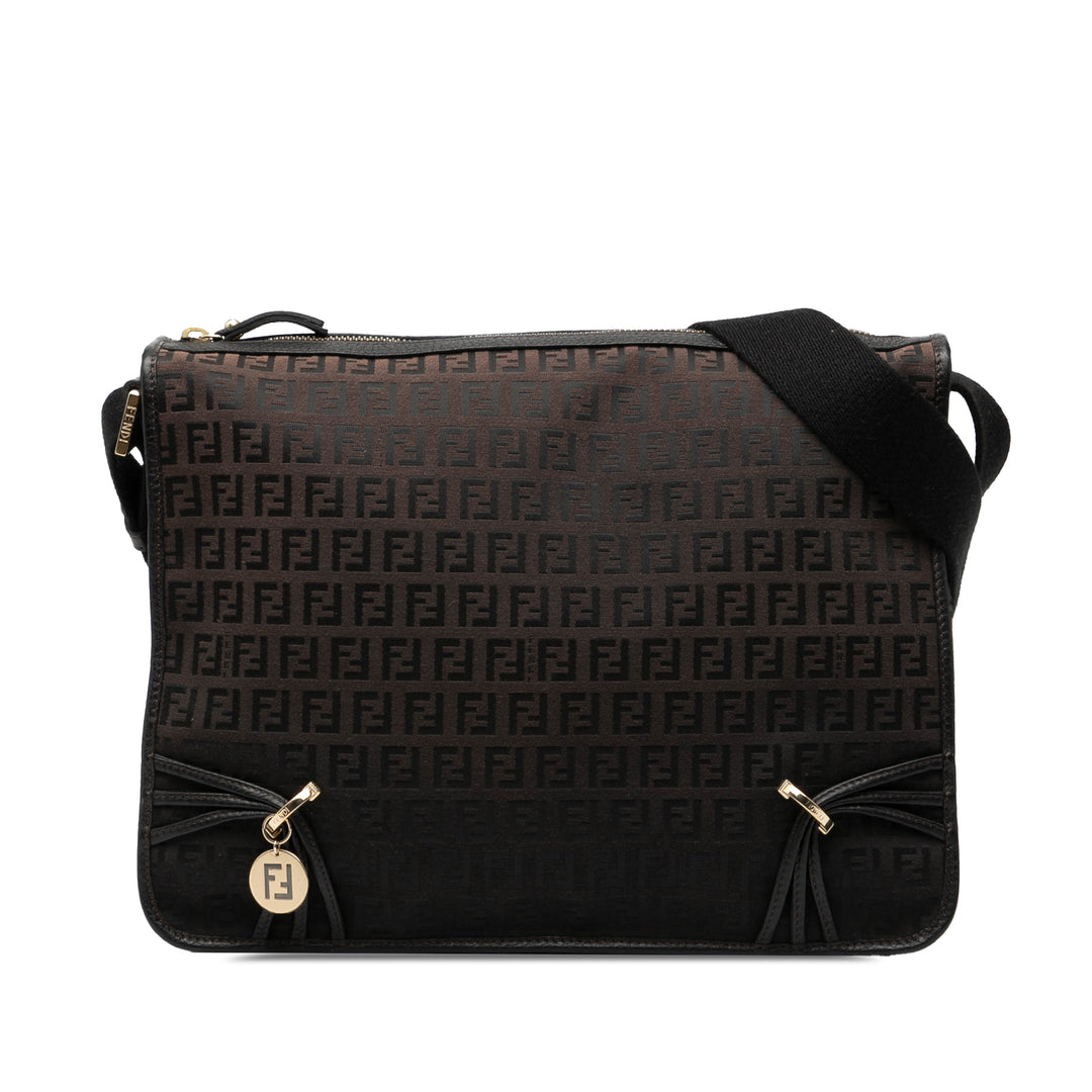 Fendi Sac bandoulière Zucchino F Charm Marron – vue principale – GABY PARIS