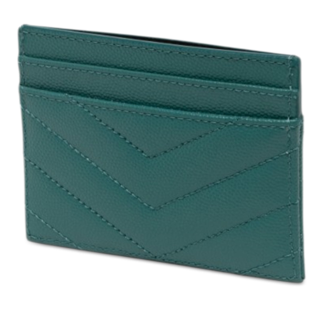 Saint Laurent Grain De Poudre Cassandre Porte-cartes Monogram Vert – vue 2 – GABY PARIS
