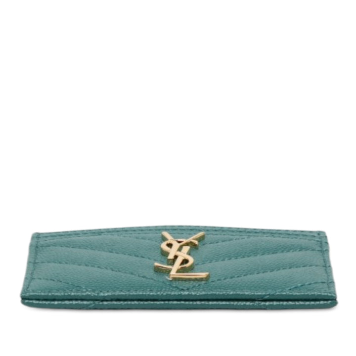 Saint Laurent Grain De Poudre Cassandre Porte-cartes Monogram Vert – vue 3 – GABY PARIS