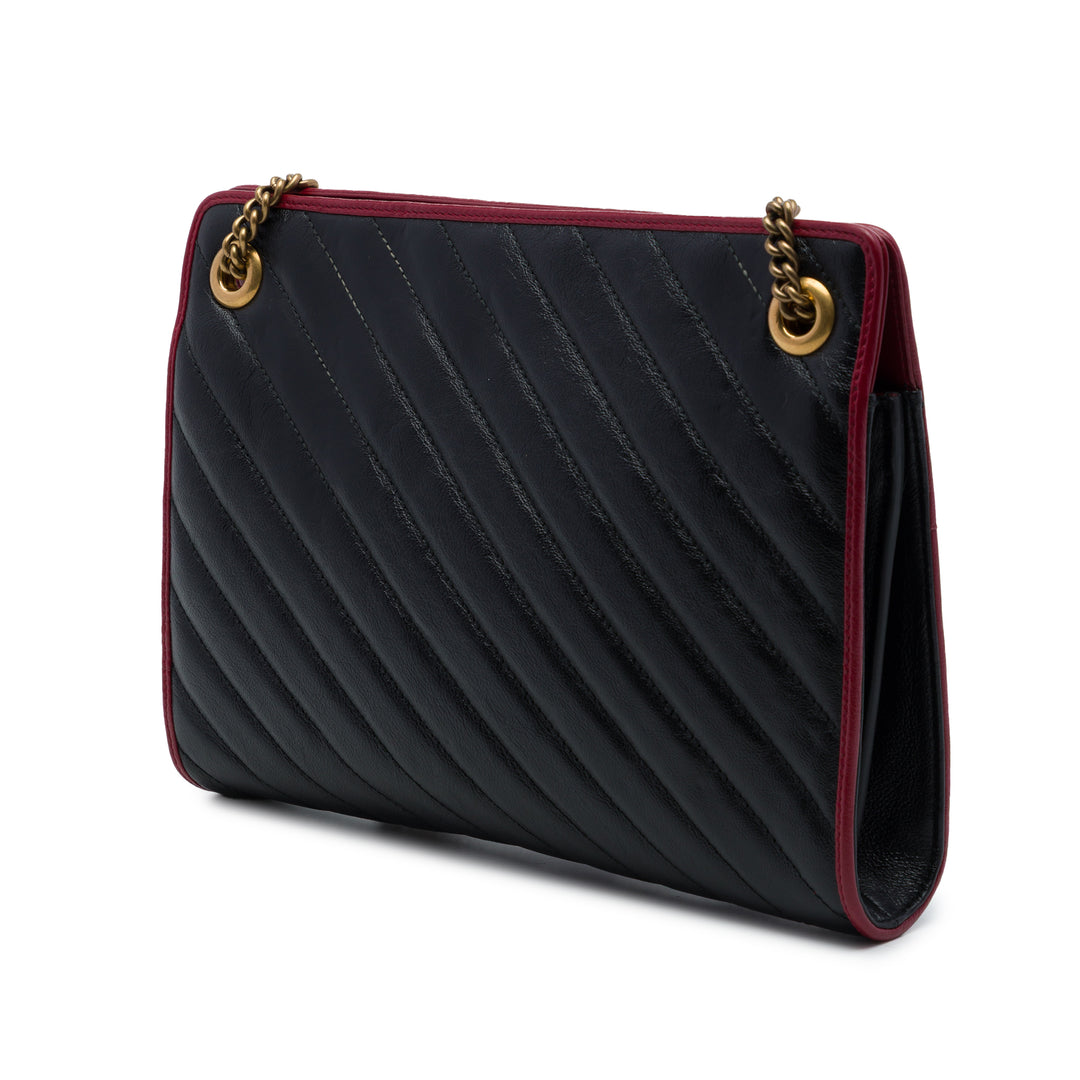 Gucci Sac porté épaule GG Marmont Bicolore Matelasse Diagonal Torchon Cuir de veau Noir – vue 2 – GABY PARIS