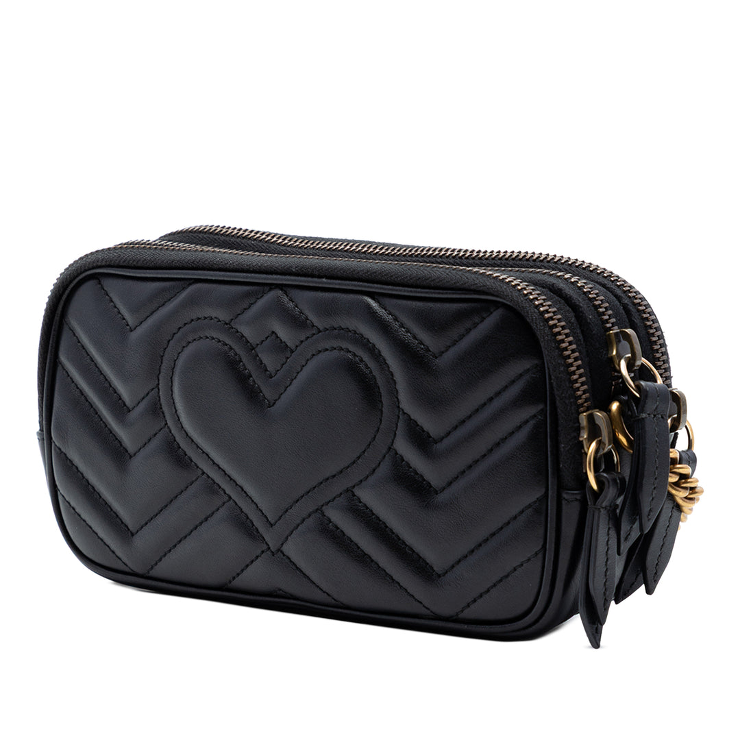Gucci Mini GG Marmont Matelasse Cuir Triple Zip Sac porté croisé
