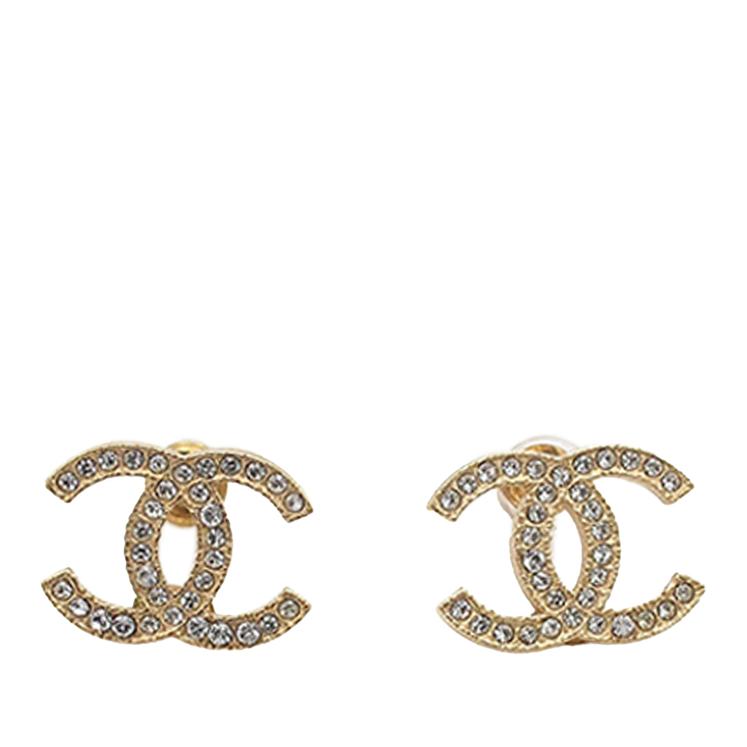Chanel Doré Plated CC Rhinestones Push Back Boucle d’oreilles Doré – GABY PARIS Authentique