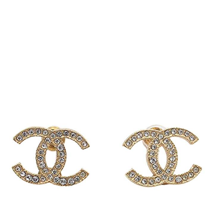 Chanel Doré Plated CC Rhinestones Push Back Boucle d’oreilles Doré – GABY PARIS Authentique