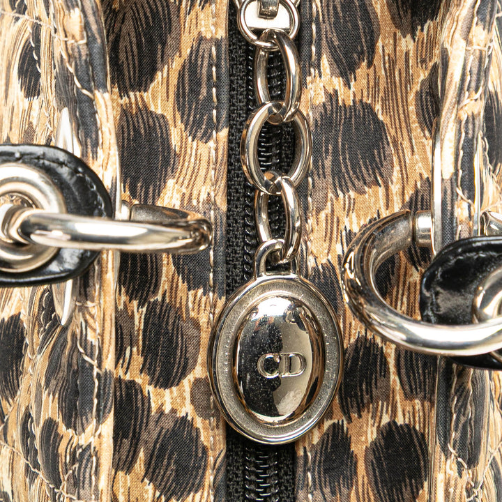 Medium Canvas Cannage Leopard Print Lady Dior Brown - Gaby Paris