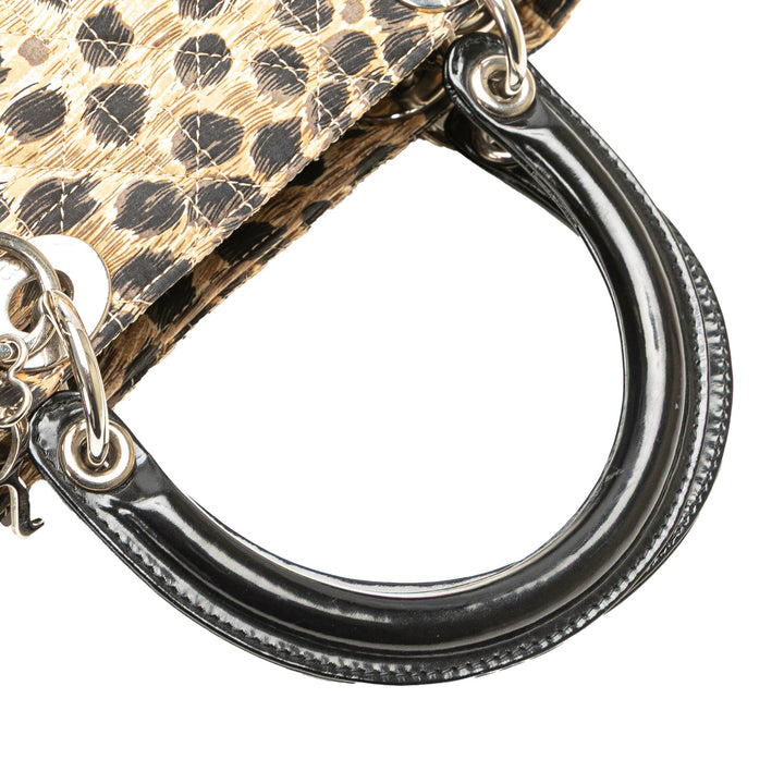 Medium Canvas Cannage Leopard Print Lady Dior Brown - Gaby Paris