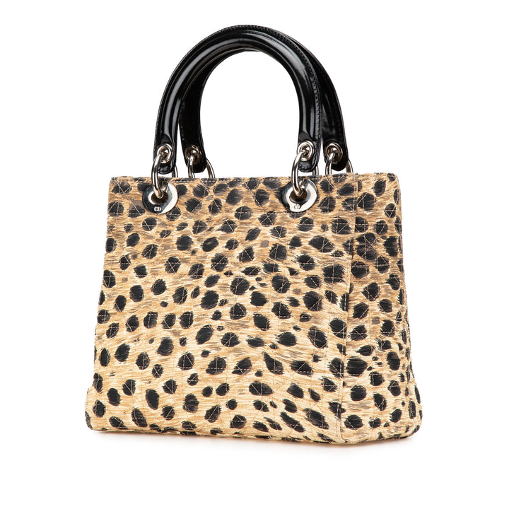 Medium Canvas Cannage Leopard Print Lady Dior Brown - Gaby Paris