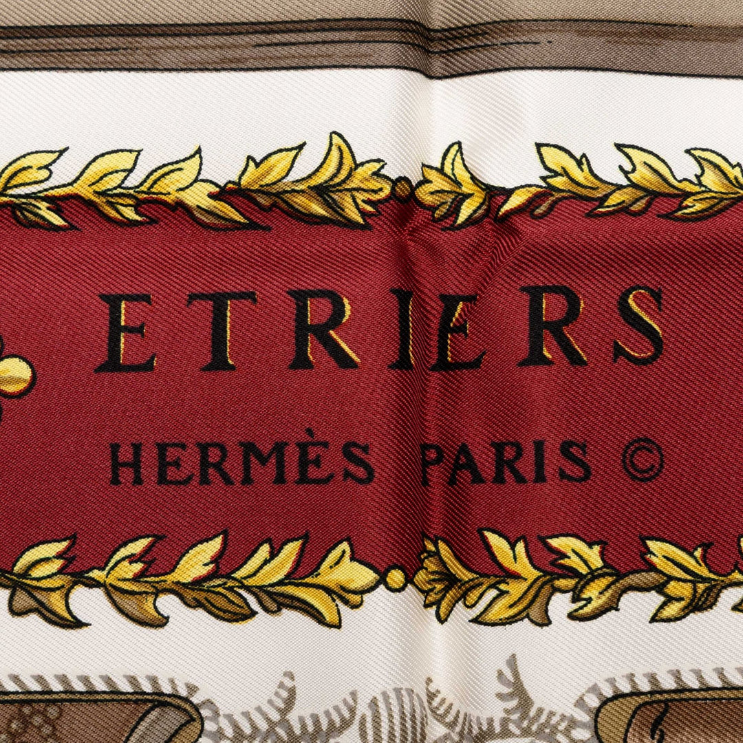Hermès Carré Etriers 90 Blanc – vue 2 – GABY PARIS