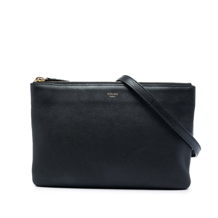 Celine Trio Sac Petit Cuir d'agneau Noir – vue principale – GABY PARIS