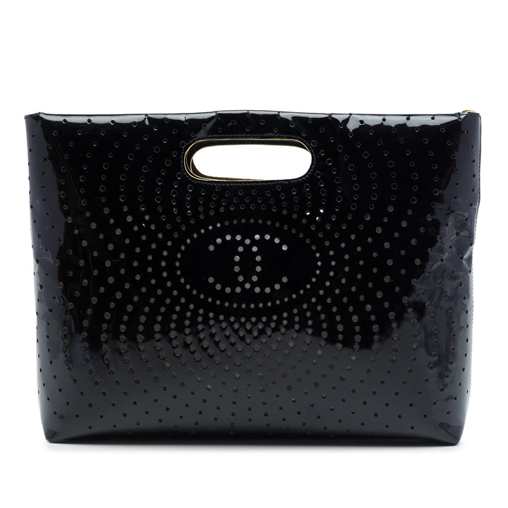 Chanel CC perforé Cuir verni Cabas