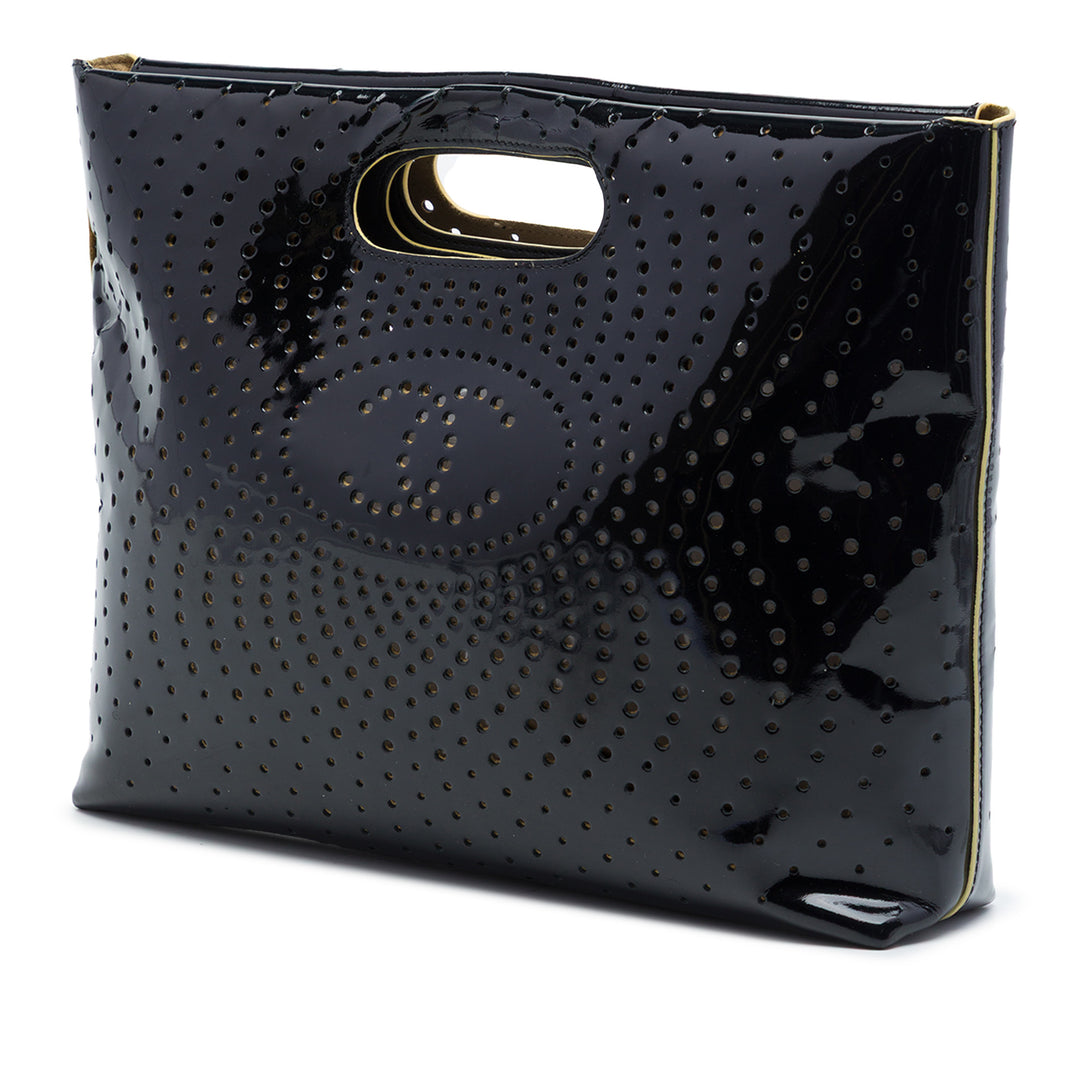 Chanel CC perforé Cuir verni Cabas