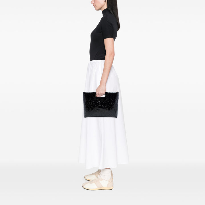 Chanel CC perforé Cuir verni Cabas