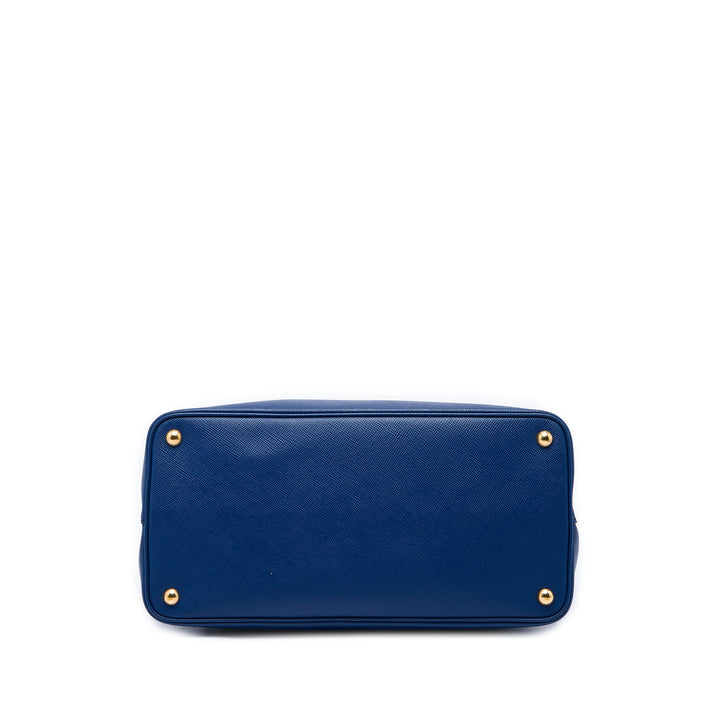 Double Poignée Sac Moyen Saffiano Bleu