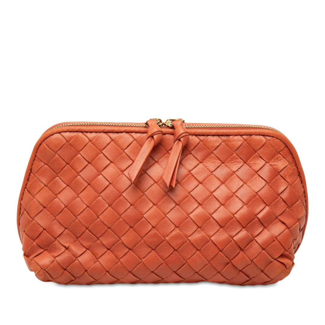 Intrecciato Trousse de maquillage nappa Orange