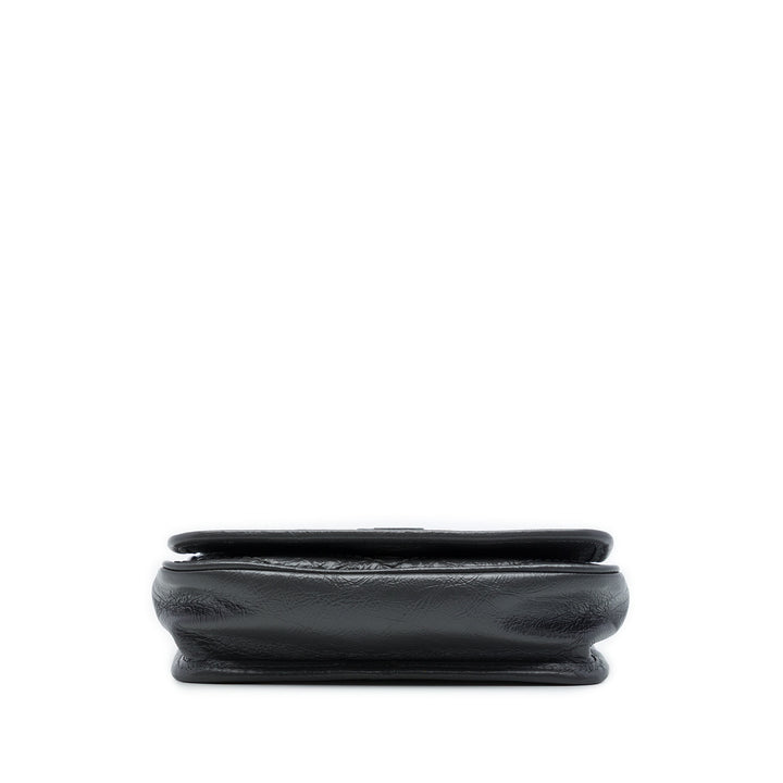 Saint Laurent froissé Niki Wallet on Chain Cuir de veau Noir