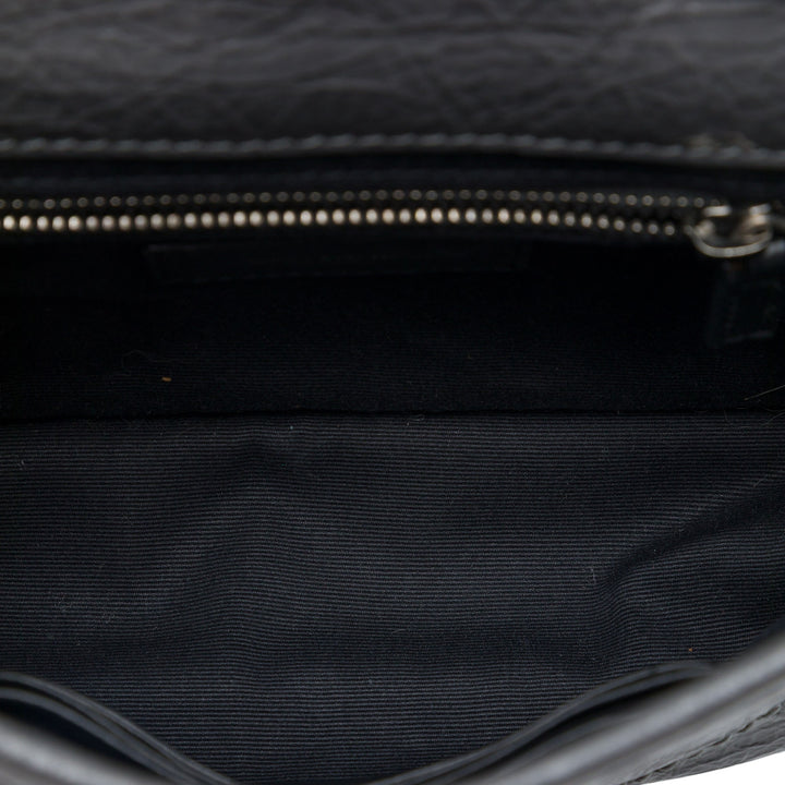 Saint Laurent froissé Niki Wallet on Chain Cuir de veau Noir