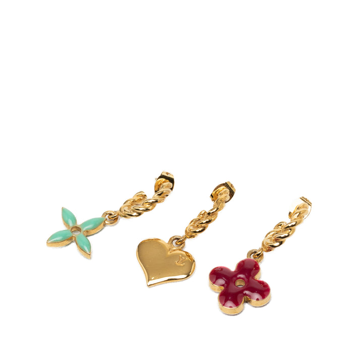 Louis Vuitton plaqué Émail Sweet fermoir poussette Boucles d'oreilles Monogram Doré – vue principale – GABY PARIS