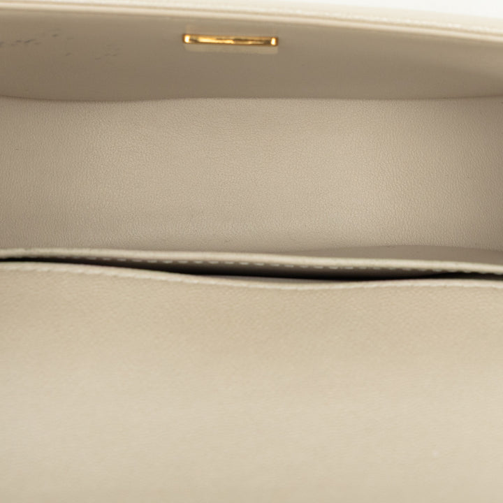 Matelassé Boy Sac Messenger Petit Cuir caviar Blanc