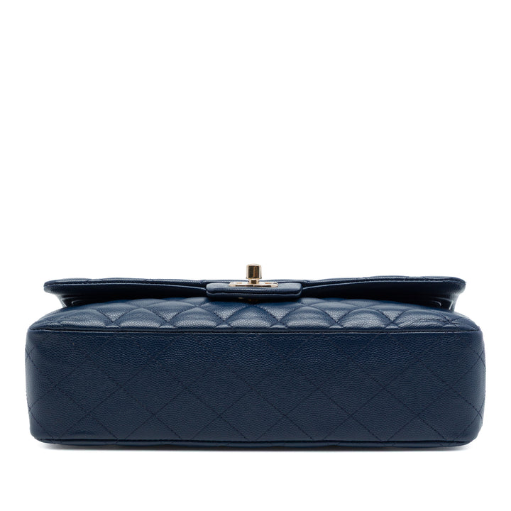 Chanel Sac porté épaule Classic Double rabat Moyen Cuir caviar Bleu – vue 3 – GABY PARIS