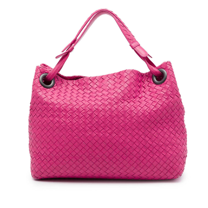 Bottega Veneta Cabas Intrecciato Garda nappa Moyen Rose – vue principale – GABY PARIS