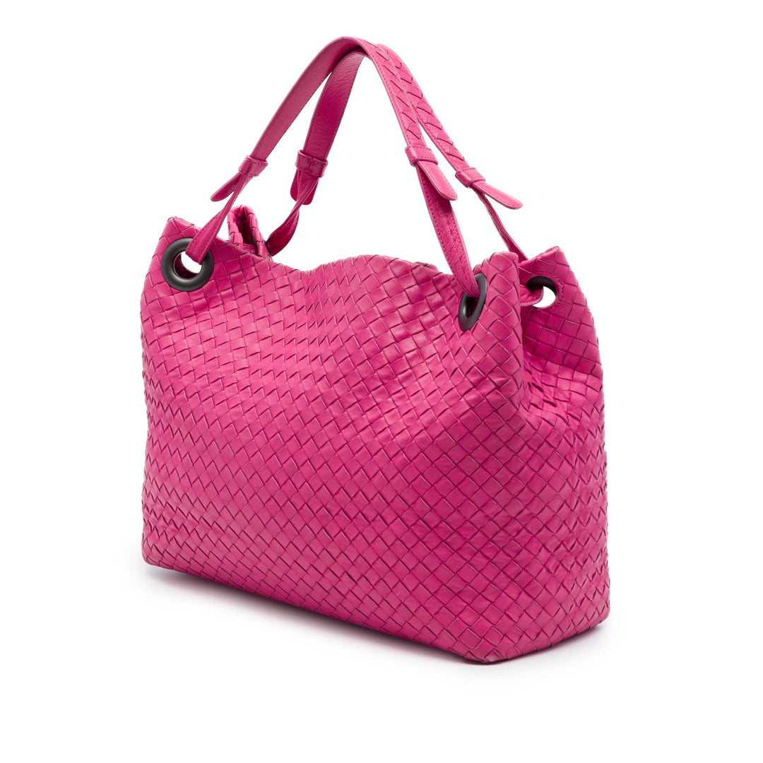 Bottega Veneta Cabas Intrecciato Garda nappa Moyen Rose – vue 2 – GABY PARIS