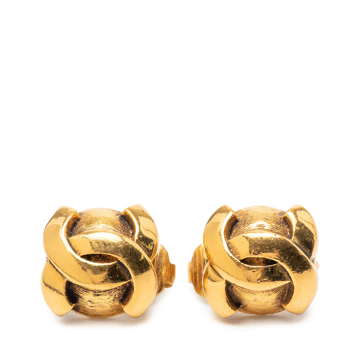 Chanel CC plaqué Rond À clip Boucles d'oreilles Doré