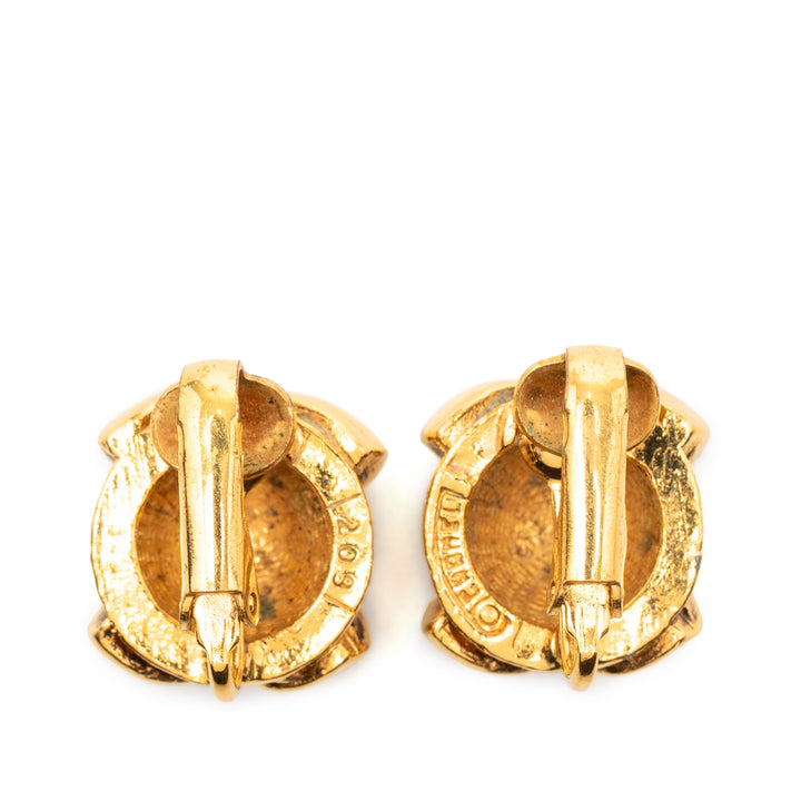 Chanel CC plaqué Rond À clip Boucles d'oreilles Doré