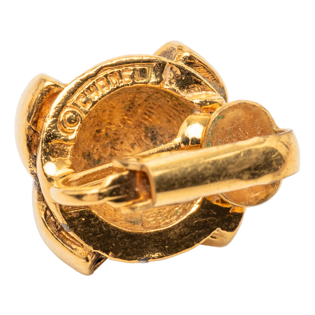 Chanel CC plaqué Rond À clip Boucles d'oreilles Doré