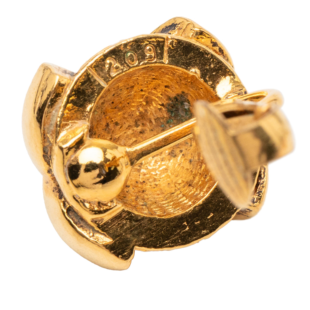 Chanel CC plaqué Rond À clip Boucles d'oreilles Doré