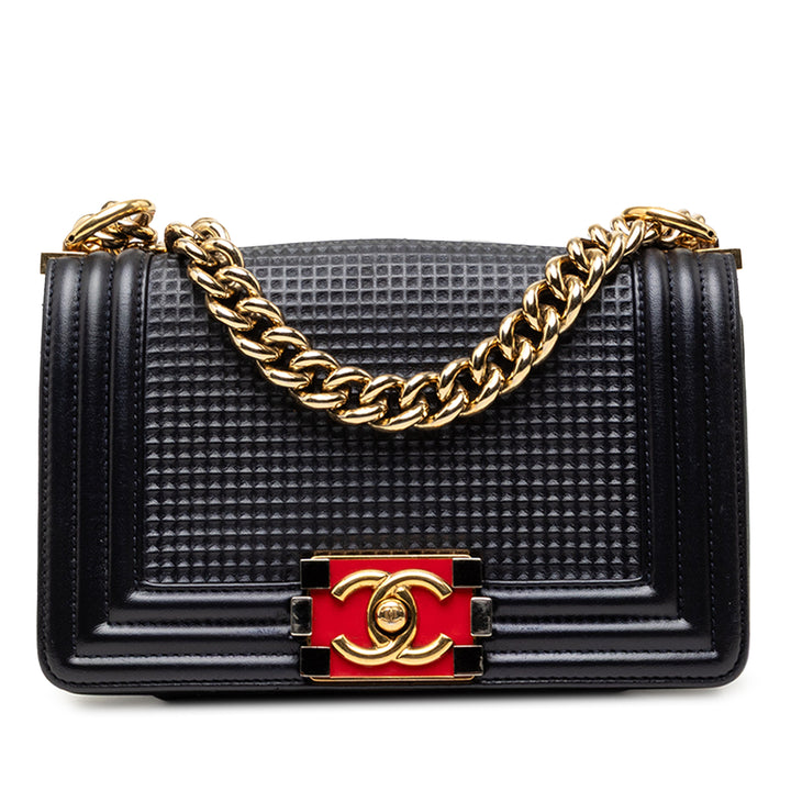Chanel Small Cuir d’agneau embossé Cube Boy à rabat