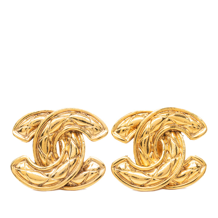 Chanel CC Matelassé plaqué À clip Boucles d'oreilles Métal