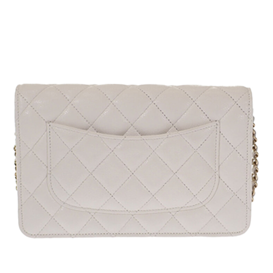 Classic Wallet on Chain Cuir caviar Blanc