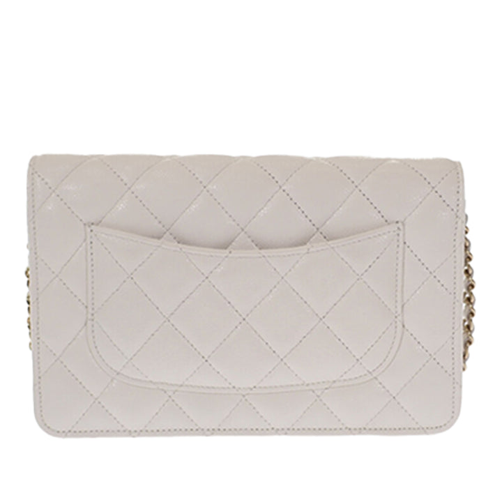 Classic Wallet on Chain Cuir caviar Blanc