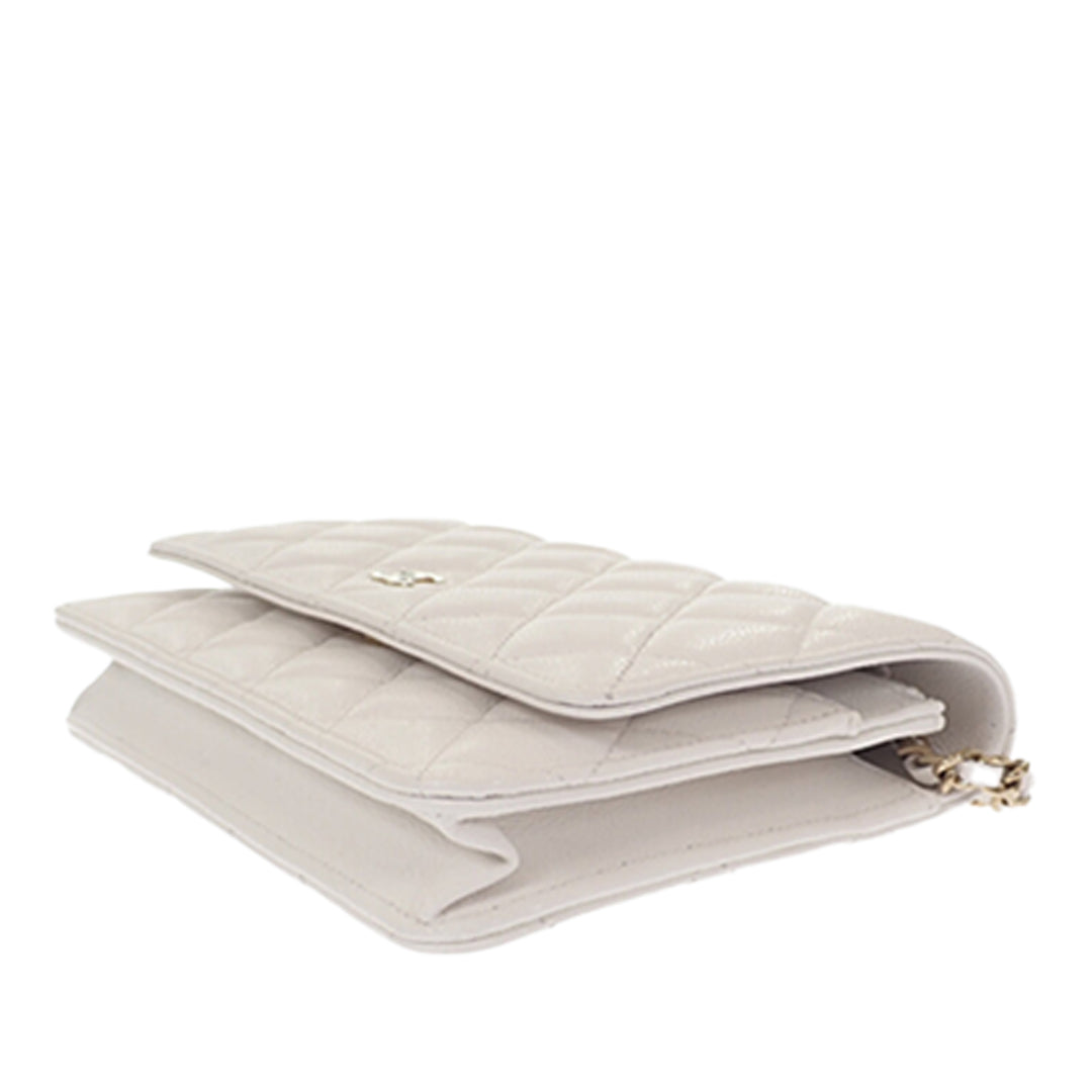 Classic Wallet on Chain Cuir caviar Blanc