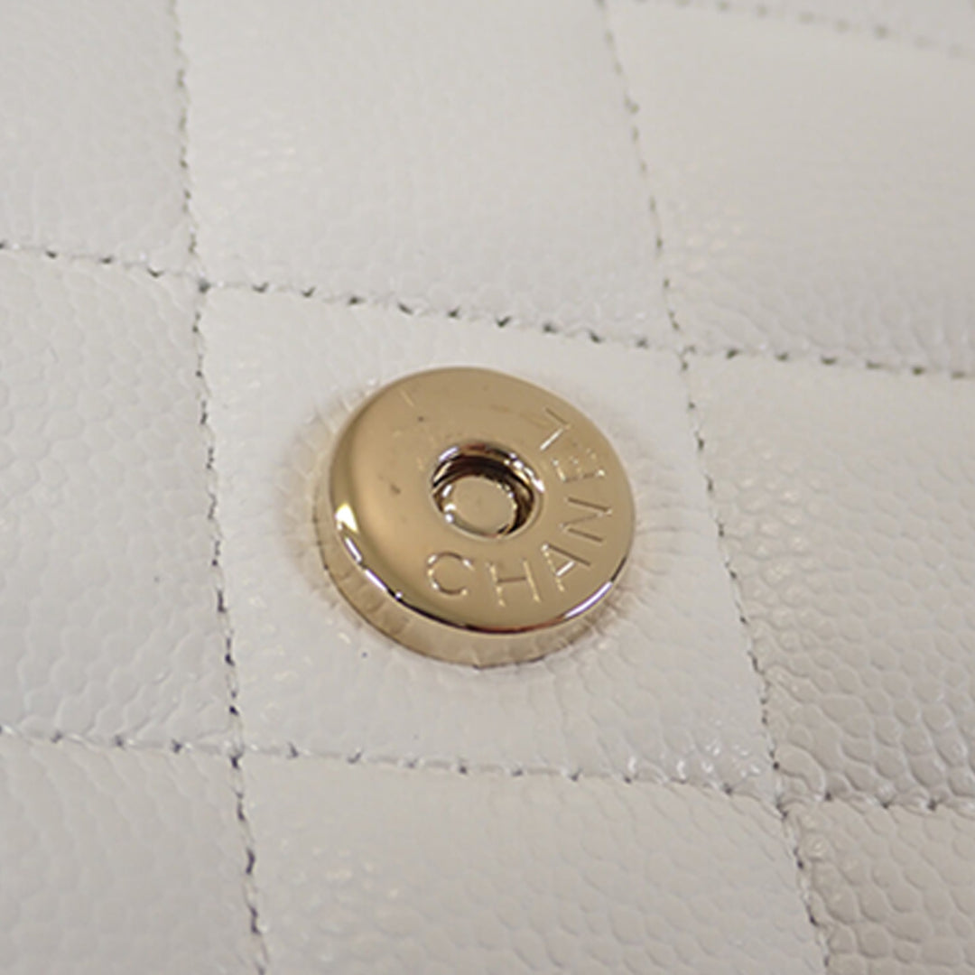 Classic Wallet on Chain Cuir caviar Blanc