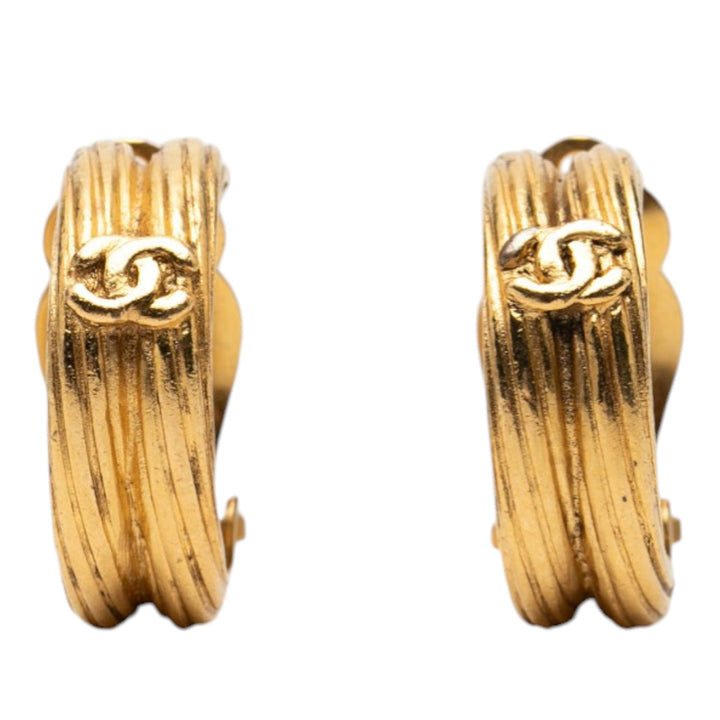 Chanel CC plaqué Clip On Boucles d’oreilles
