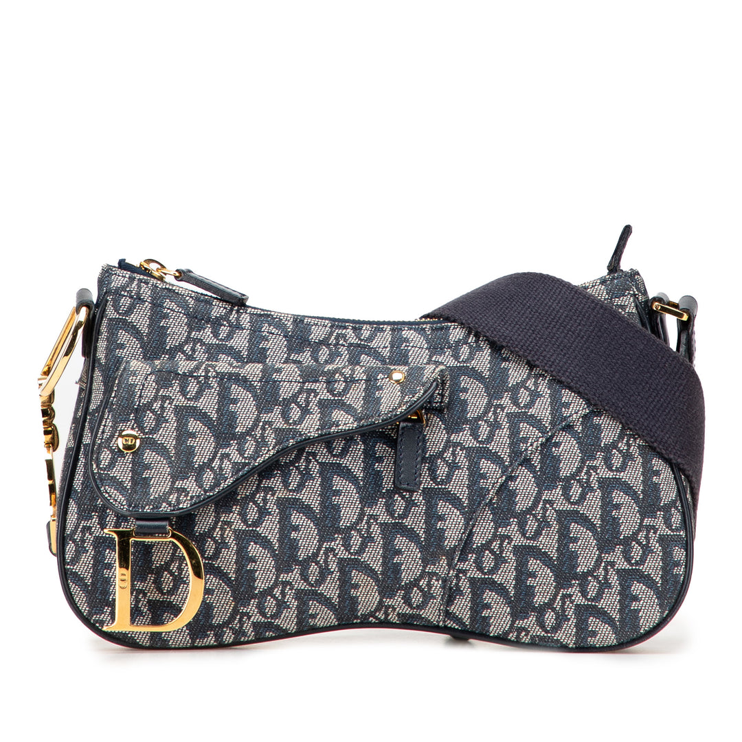 Dior Diorissimo Trotter Double Saddle Sac Bleu – vue principale – GABY PARIS