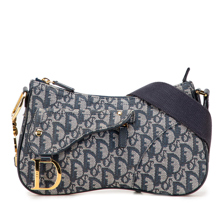 Dior Diorissimo Trotter Double Saddle Sac Bleu – vue principale – GABY PARIS