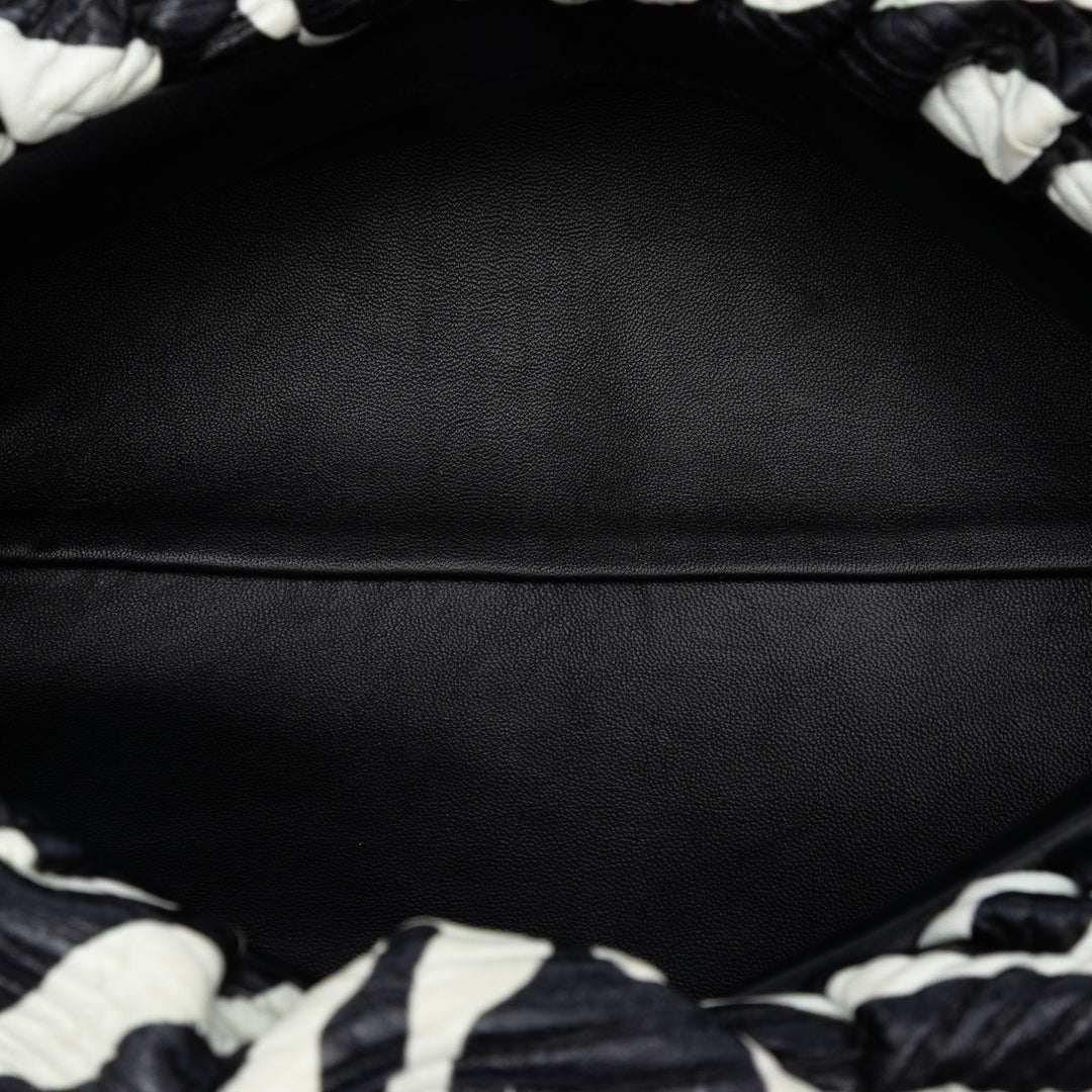 Texturé Zebra Imprimé Chaîne Pochette nappa Noir