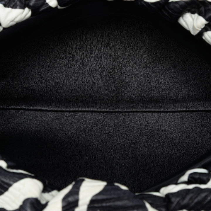 Texturé Zebra Imprimé Chaîne Pochette nappa Noir